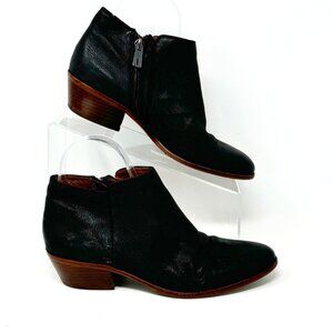 Sam Edelman Womens Black Leather Side Zip Bootie  Size 7
